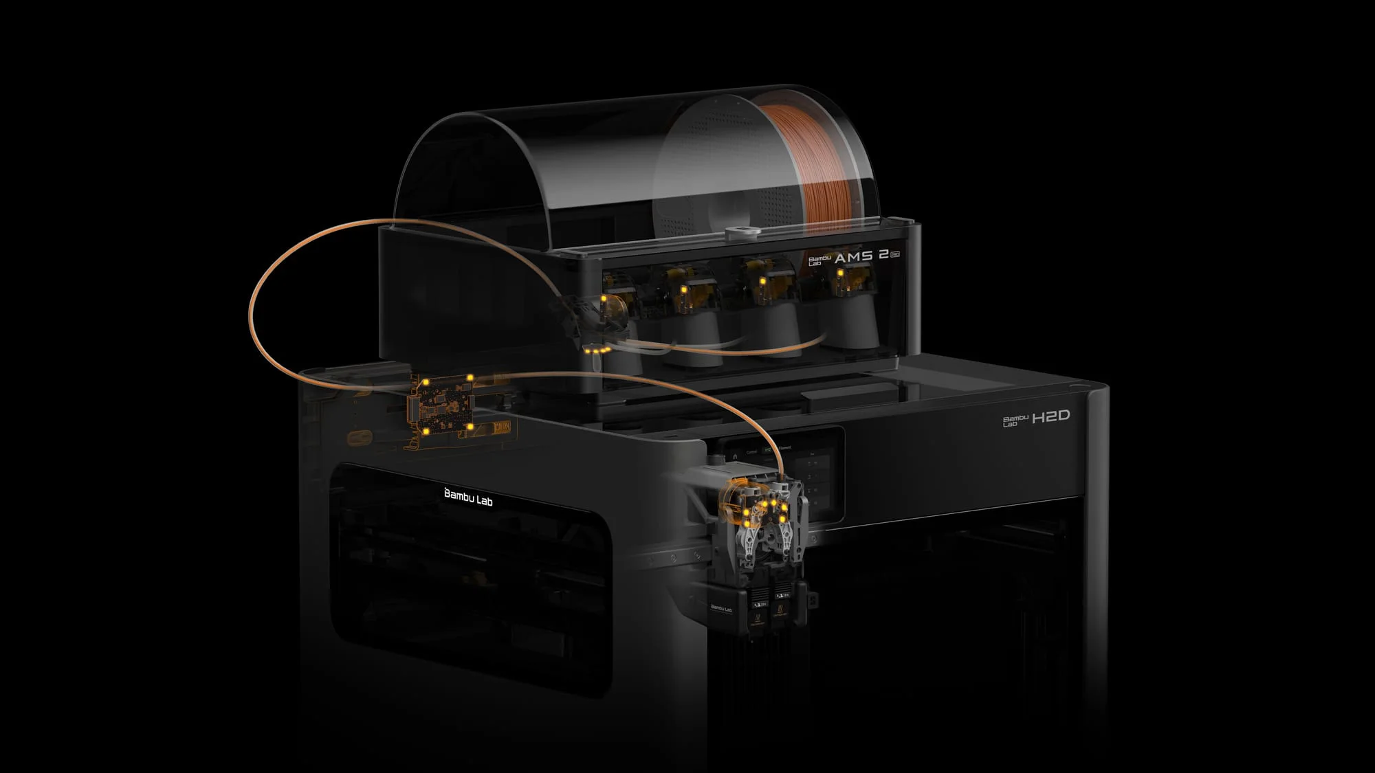 Bambu Lab H2D Combo paketindeki AMS 2 Pro filament sistemi
