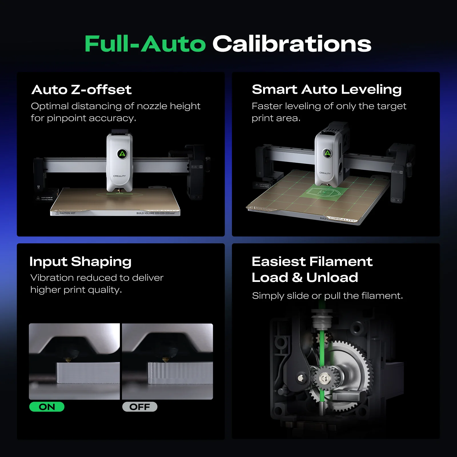 Ender-3 V4 tam otomatik Z offset seviyeleme ve Input Shaping sistemi