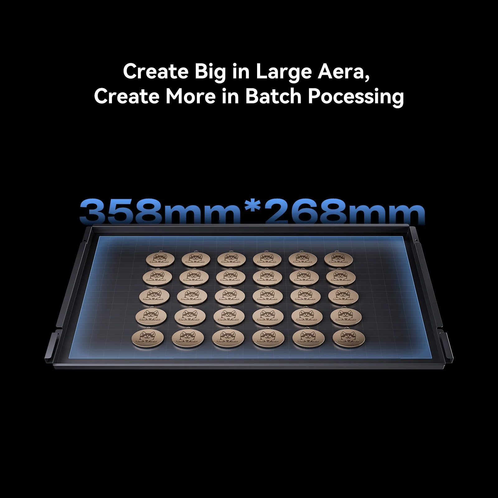 Creality Falcon A1 Pro 358 x 268 mm çalışma alanında toplu kazıma