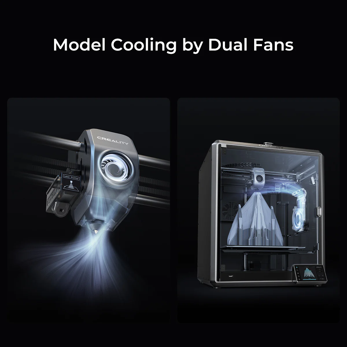 Creality K1 Max 2025 çift fanlı model soğutma sistemi