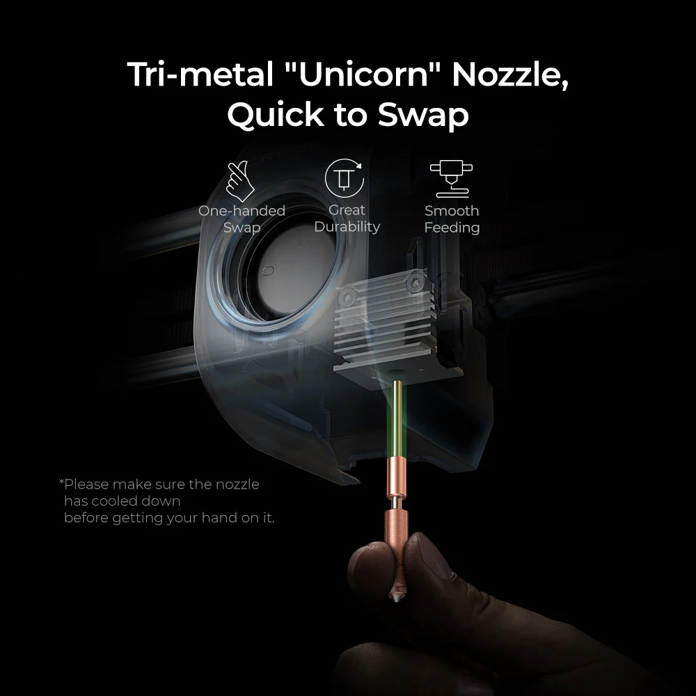 Creality K1C 2025 hızlı değiştirilebilir üç metalli Unicorn nozul